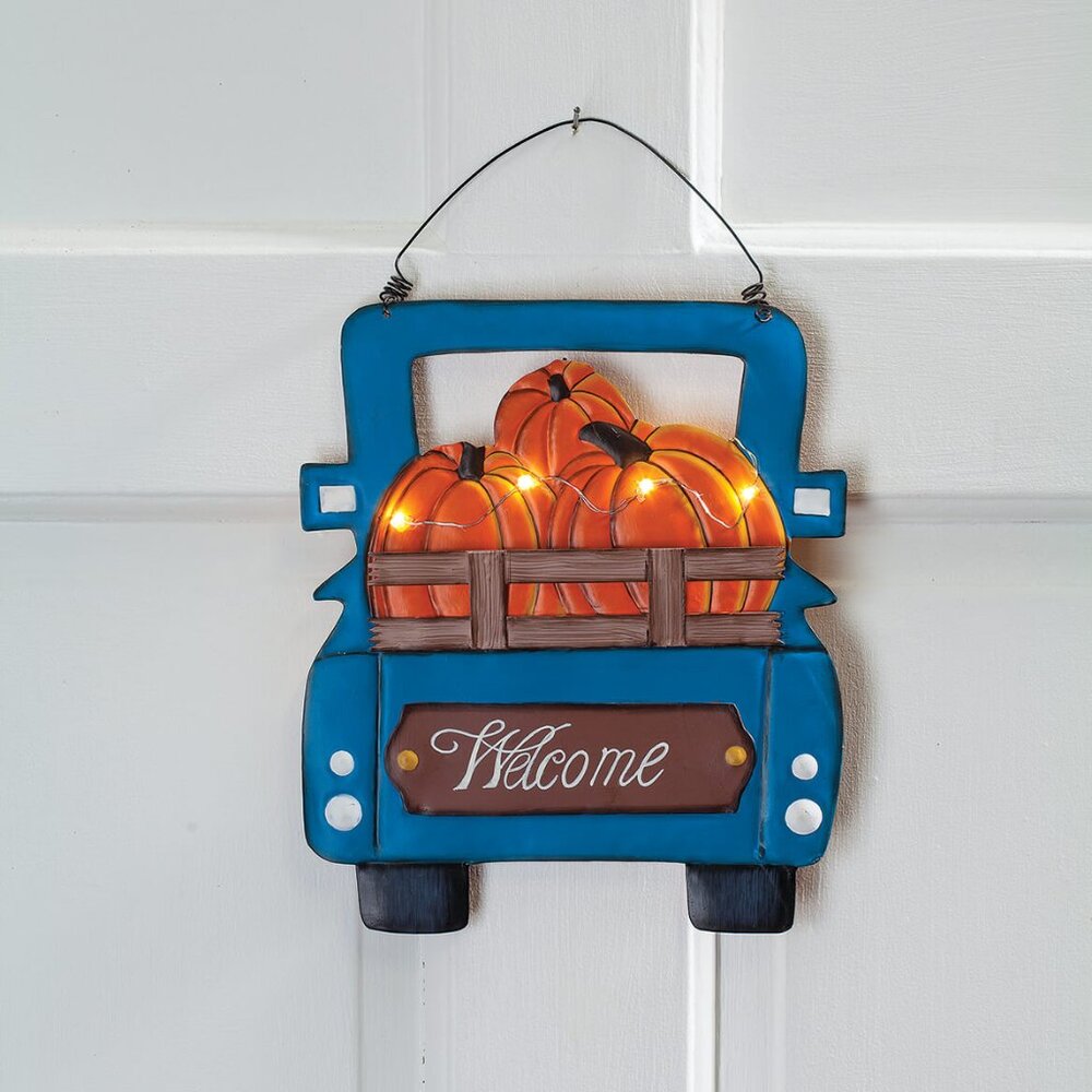 NWT Fox River Harvest Blue Truck Light Up Welcome Sign